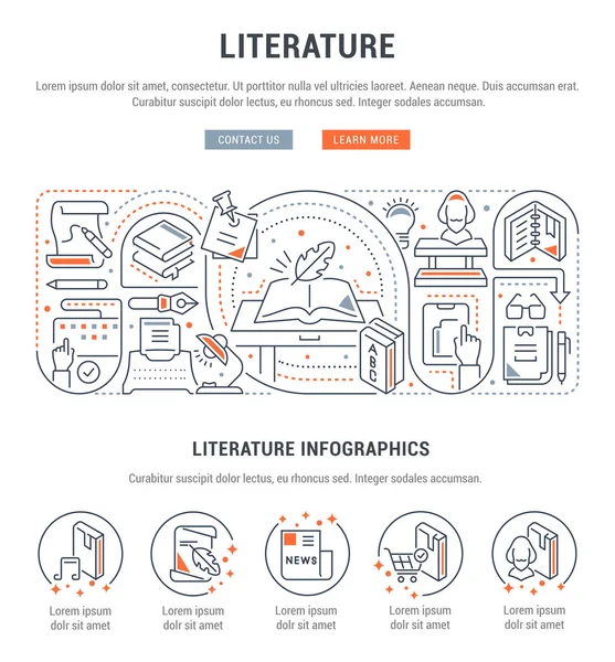 Bannière vectorielle de la littérature . — Image vectorielle