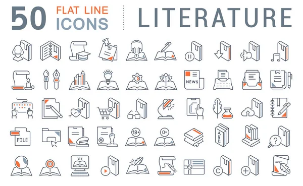 Set Vector Line Icons of Literature. — Stock Vector