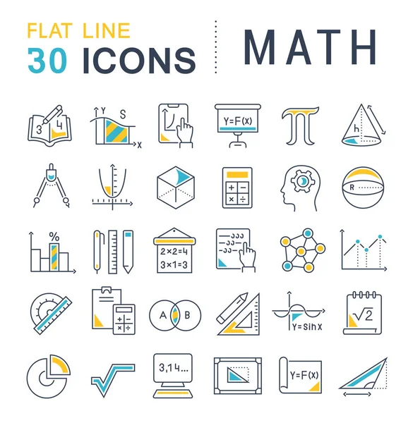 Set Vector Line Icons of Math. — Stock Vector