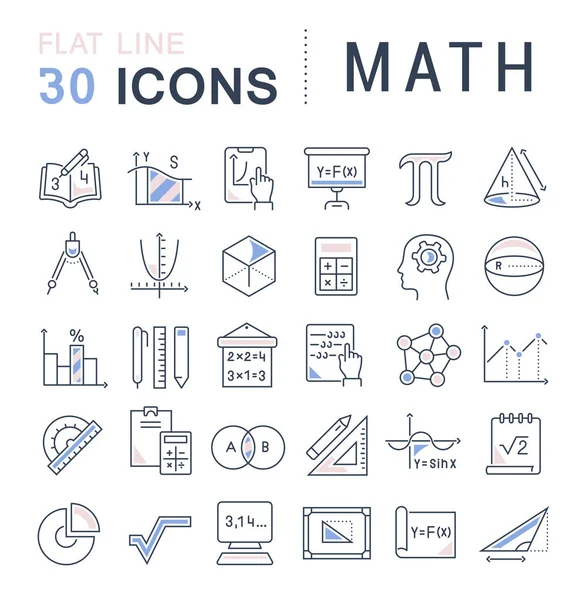 Set Vector Line Icons of Math. — Stock Vector