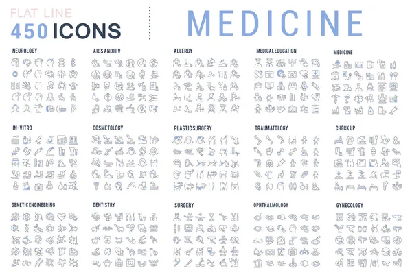 Stel vector lijn iconen van de geneeskunde. — Stockvector