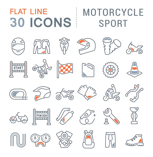 Ustaw wektor linii ikony motocykla Sport. — Wektor stockowy