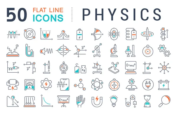 Set Vector Line Iconos de Física . — Archivo Imágenes Vectoriales