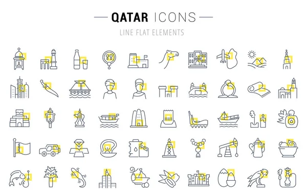 Векторные иконы Катара . — стоковый вектор