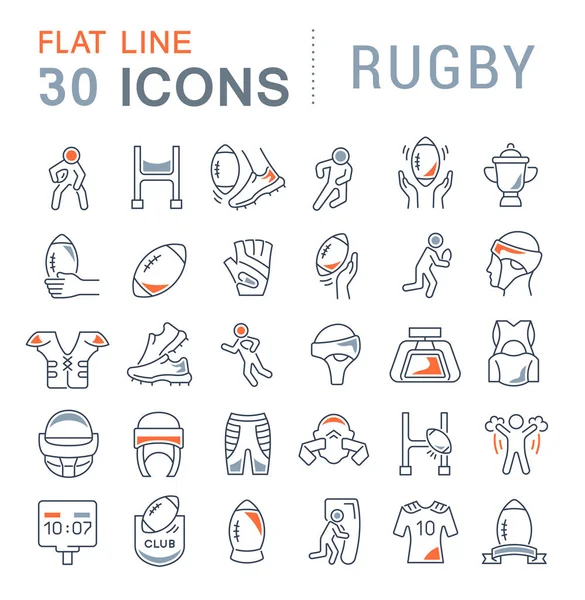 Vektor-Linien-Symbole für Rugby setzen. — Stockvektor