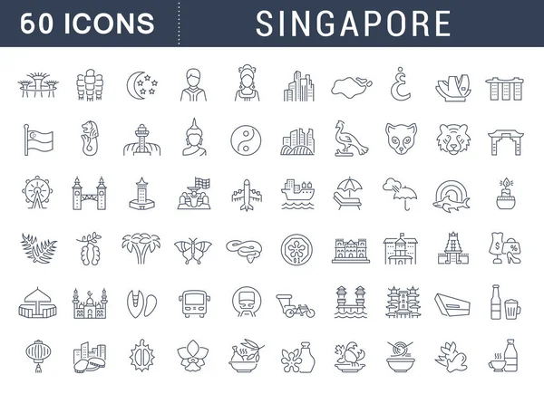 Set de iconos de línea vectorial de Singapur . — Vector de stock