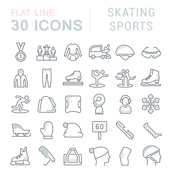 Set Vector Line Icons of Skating Sports. — Stock Vector