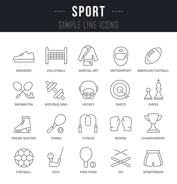 Set Vector Line Icons of Sport. — Stock Vector