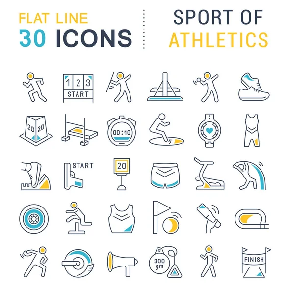 Definir ícones de linha vetorial do esporte de atletismo . — Vetor de Stock