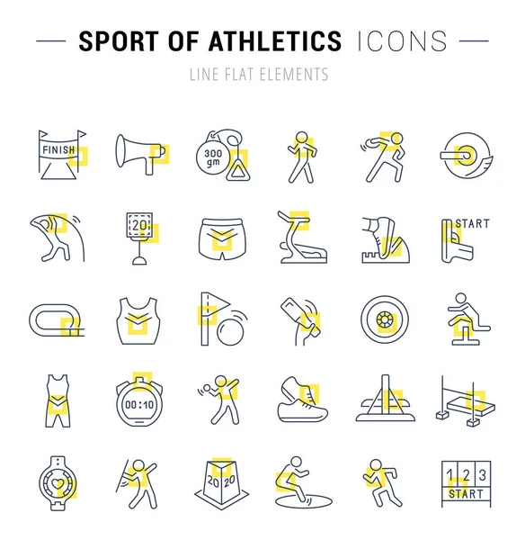 Set Vector Line Iconos del Deporte de Atletismo . — Archivo Imágenes Vectoriales
