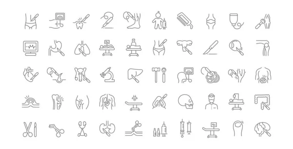 Set de iconos de línea vectorial de cirugía . — Archivo Imágenes Vectoriales