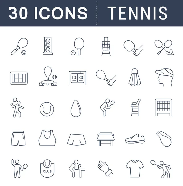 Set Vector Line Icons of Tennis. — Stock Vector