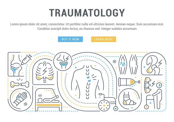 Bannière linéaire de la traumatologie . — Image vectorielle