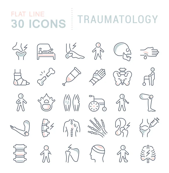 Set Icônes de ligne vectorielle de traumatologie . — Image vectorielle