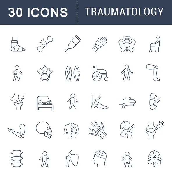Set icone della linea vettoriale di traumatologia . — Vettoriale Stock