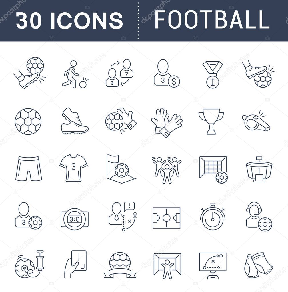 Set of vector line icons of football for modern concepts, web and apps. Sports icons.