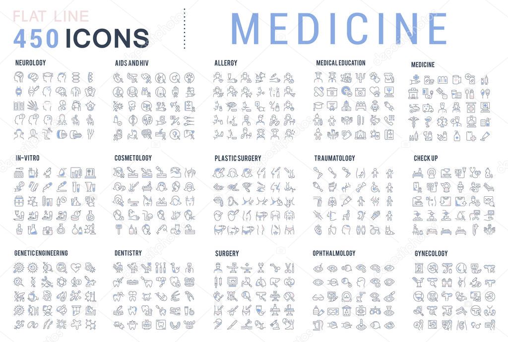 Set Vector Line Icons of Medicine.  