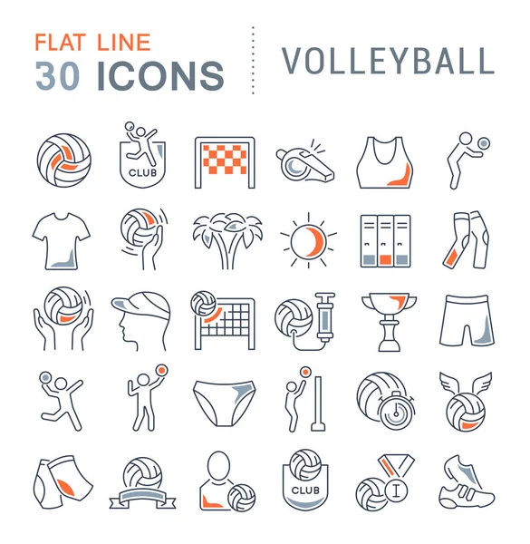 Set Vector Line Icons of Volleyball. — Stock Vector