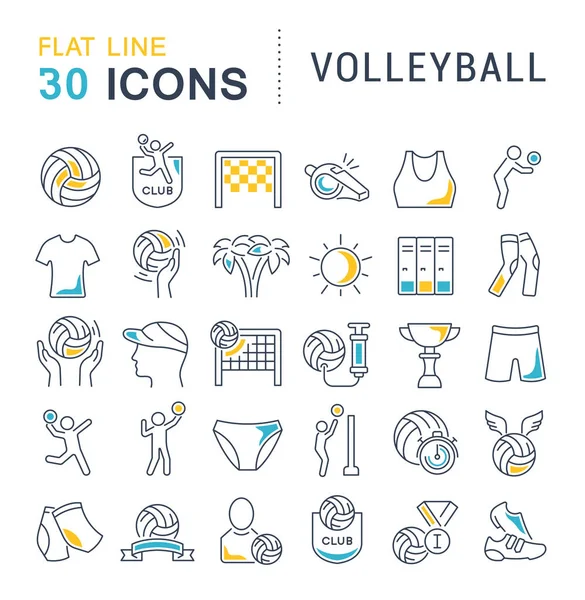 Set Vector Line Icons of Volleyball. — Stock Vector