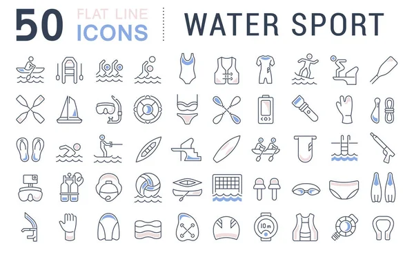 Definir ícones de linha de vetores do esporte aquático . —  Vetores de Stock
