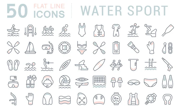 Definir ícones de linha de vetores do esporte aquático . — Vetor de Stock