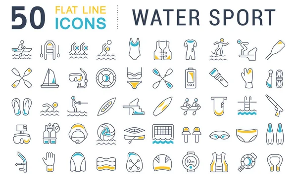Set Vector Line Icons of Water Sport. — Stock Vector