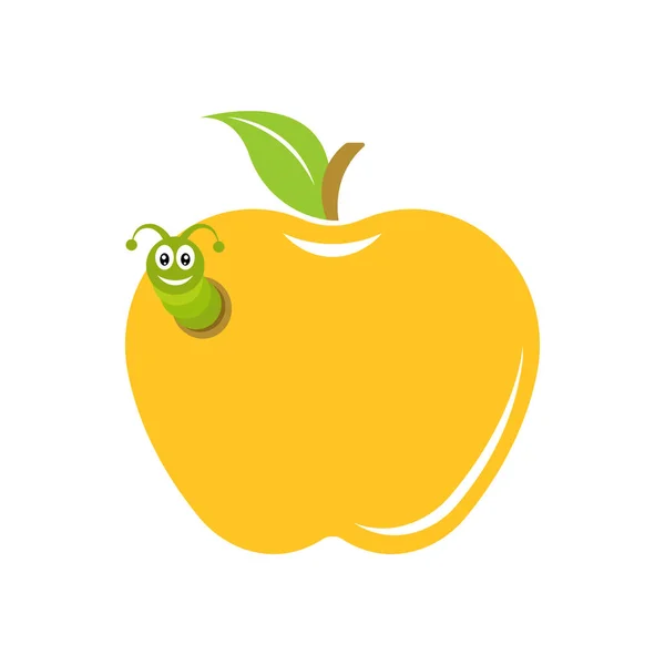 Das Logo ist ein Apfel mit Raupe. — Stockvektor