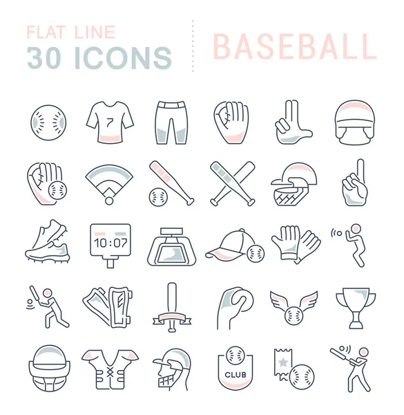 Vektor-Linien-Symbole des Baseballs setzen. — Stockvektor