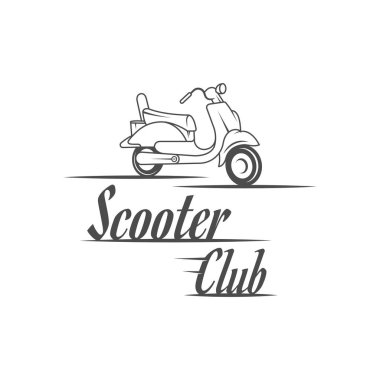 Scooter Club Retro İllüstrasyon.