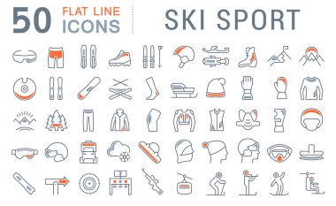 Kayak Sporlarının Vektör Hattı Simgelerini Ayarla.