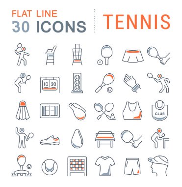 Tenisin Vektör Çizgisi Simgelerini Ayarla.