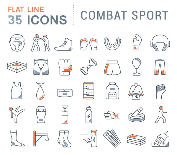 Serie icone della linea vettoriale di Combat Sport . — Vettoriale Stock