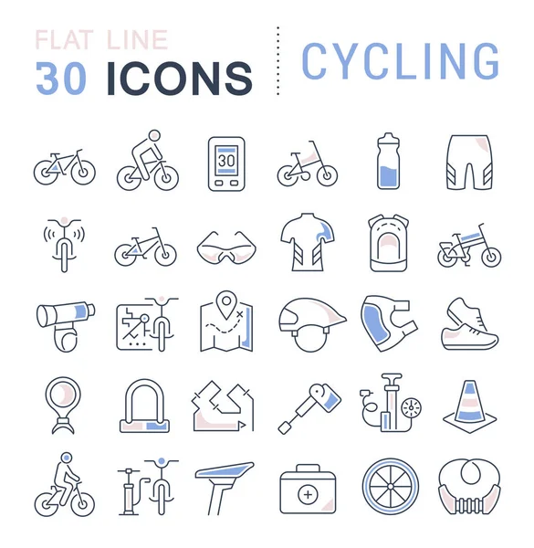 Set Vector Line Iconos de Ciclismo . — Archivo Imágenes Vectoriales