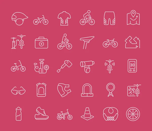 Set van lijn iconen van fietsen. — Stockvector