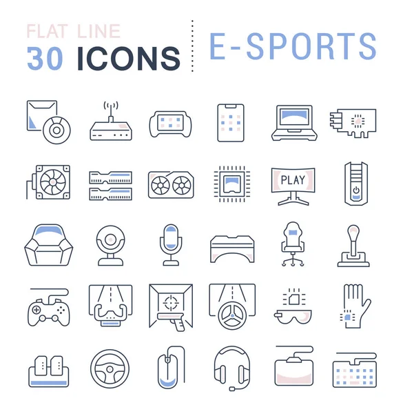 Definir ícones de linha vetorial de E-Sports . — Vetor de Stock