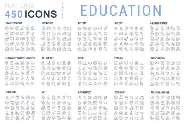 Vector lijn iconen van onderwijs instellen — Stockvector