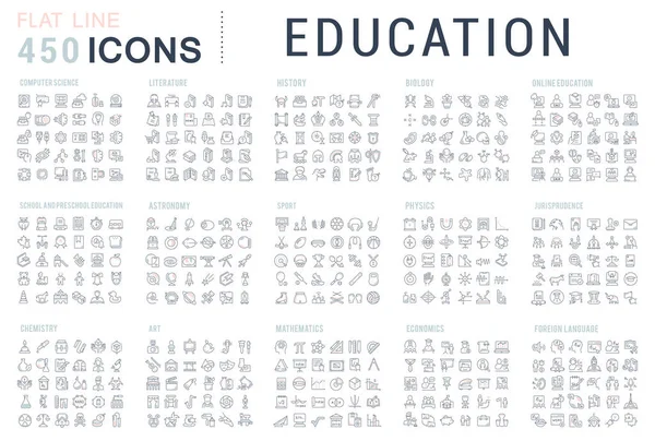 Establecer iconos de la línea vectorial de la educación — Vector de stock