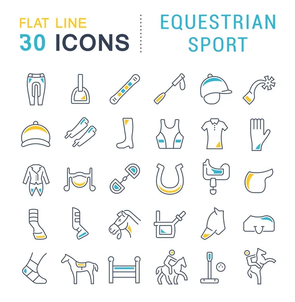 Set Vector Line Icons of Equestrian Sport. — Stock Vector