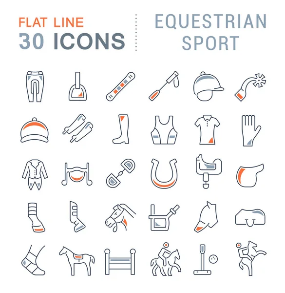 Set de iconos de la línea vectorial del deporte ecuestre . — Vector de stock