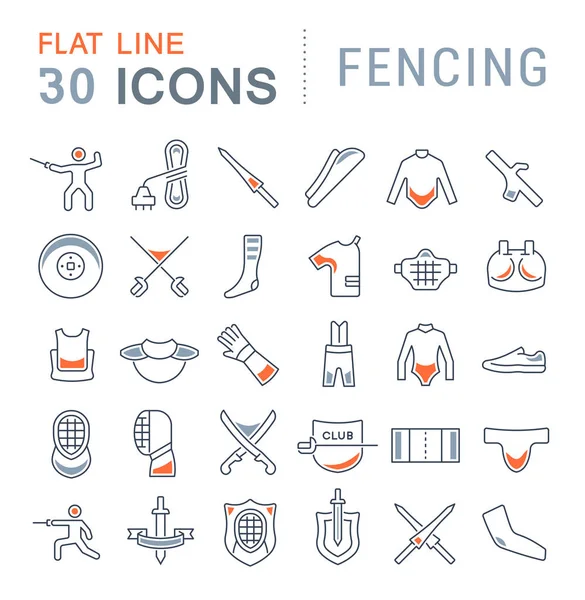 Set Vector Line Icons of Fencing. — Stock Vector