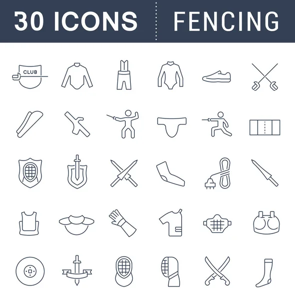 Set Vector Line Icons of Fencing. — Stock Vector