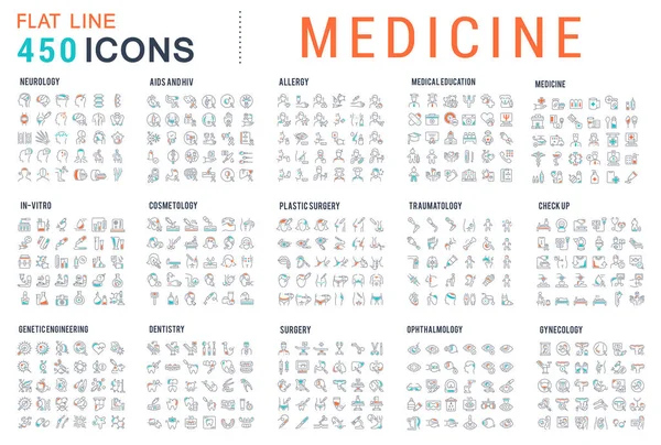 Set de iconos de la línea vectorial de medicina — Vector de stock