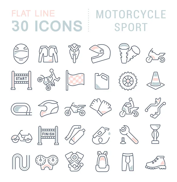 Set Vector Line Icons of Motorcycle Sport. — Stock Vector