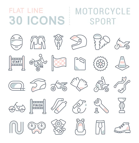 Set Vector Line Iconos de Motocicleta Deporte . — Vector de stock