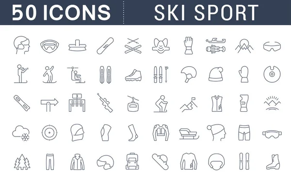 Set Vektor Line Ikonen des Skisports. — Stockvektor