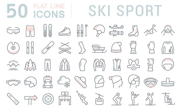 Set Vektor Line Ikonen des Skisports. — Stockvektor