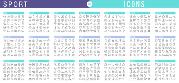 Набор линейных икон спорта . — стоковый вектор
