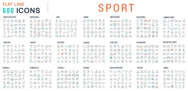 Lineare Symbole des Sports setzen. — Stockvektor