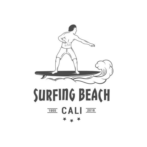 Logotipo della spiaggia di surf . — Vettoriale Stock