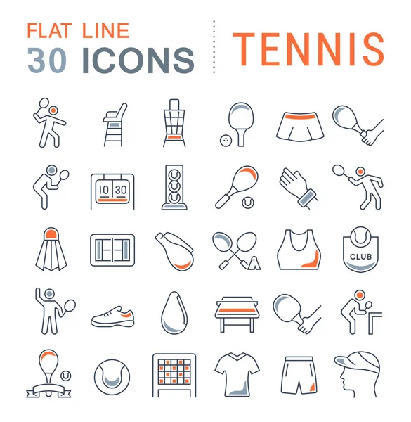 Set Vector Line Iconos de Tenis . — Archivo Imágenes Vectoriales